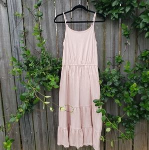 NEW! Soft blush pink tiered ruffle boho maxi dress